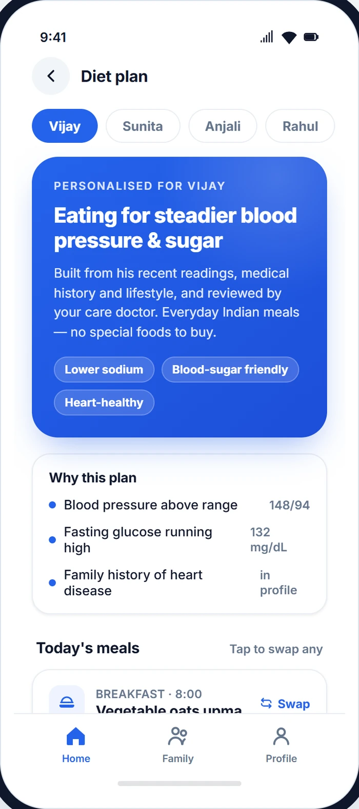 Thuna member app — Diet screen.